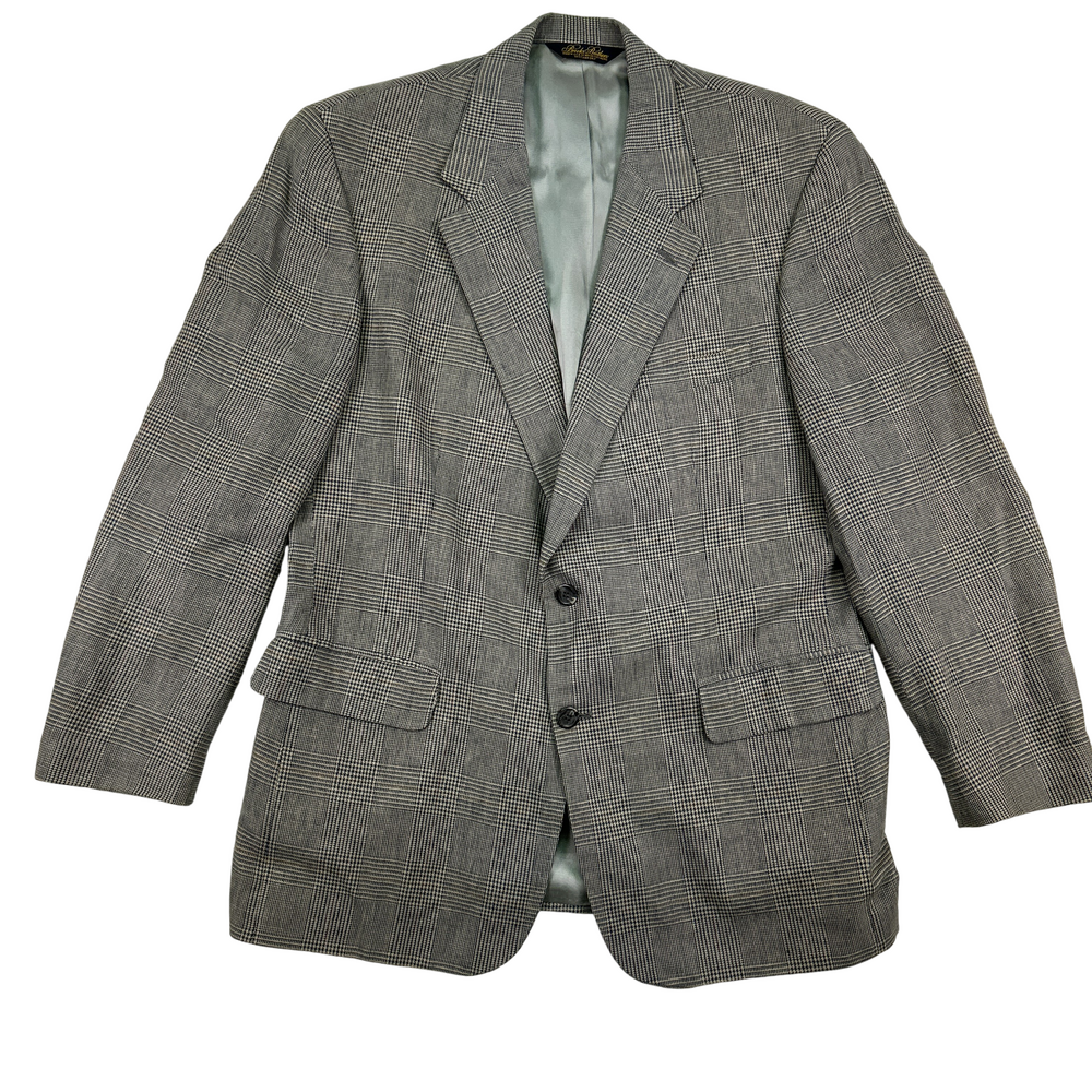 Vintage Brooks Brothers Blazer Mens 42 Gray Plaid Wool Tweed Two-Button USA